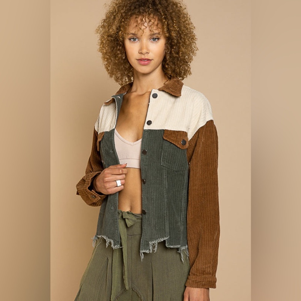 Corduroy Jacket Color block two-tone fall autumn  coastal cowgirl western
